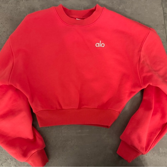 ALO Yoga Tops - ALO Yoga Red Cropped Sweatshirt